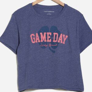 Lucky Brand Game Day Crop Women's T-Shirt Black Iris Size SM NWT